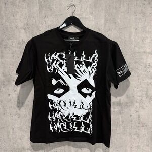 Haculla Mens Black Graphic Streetwear T-Shirt White Face Print Size M NEW